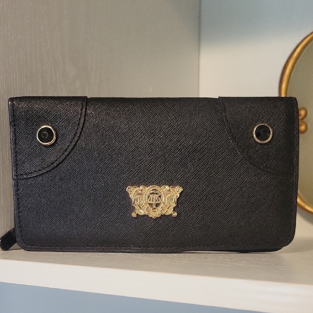 Juicy Couture bifold Black Wallet with Gold emblem chrystal accents
